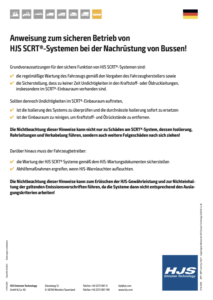 Anweisung zum sicheren Betrieb von HJS SCRT®-Systemen bei der Nachrüstung von Bussen!