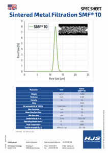Data sheet - Sintered metal filtration SMF® 10