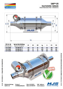 HJS • SMF®-ER • Diesel-Partikelfilter / Maßtabelle / Dimen