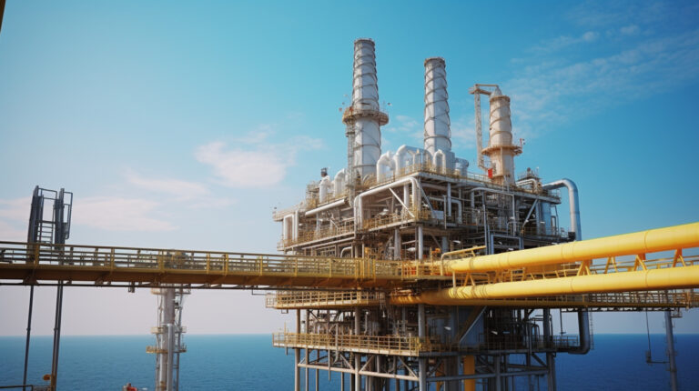 large-oil-gas-plant-with-blue-sky-yellow-line